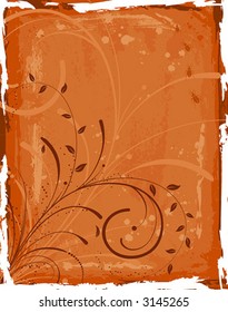 Abstract grunge floral frame with bug, element for design, vector illustration