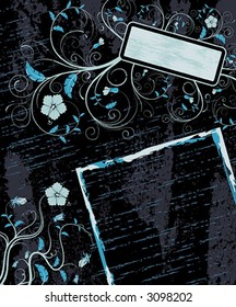 Abstract grunge floral frame, element for design, vector illustration