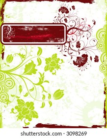 Abstract grunge floral frame, element for design, vector illustration