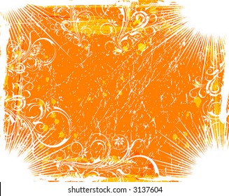 Abstract grunge floral frame, element for design, vector illustration
