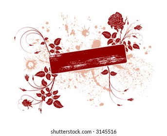 Abstract grunge floral frame, element for design, vector illustration