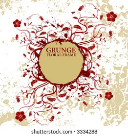 Abstract grunge floral frame, element for design, vector illustration