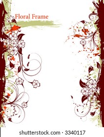 Abstract grunge floral frame, element for design, vector illustration