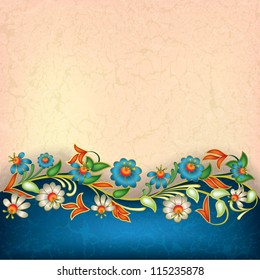 abstract grunge floral ornament on beige background