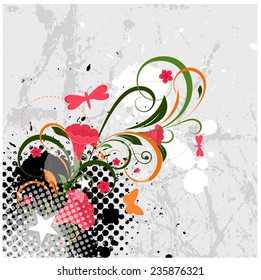 Abstract Grunge Flourish Background
