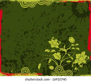 Abstract grunge flower frame, element for design, vector illustration