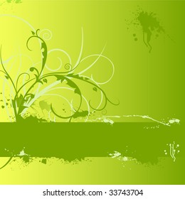 abstract and grunge flower ornament with copy space and banner