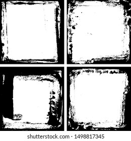 Abstract grunge frame collection set. Black and white Background drops, paint stains, ink template, copy space for your design, card banner template. Vector
