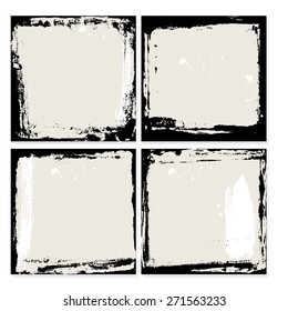 Abstract grunge frame set. Black and beige Background template. Vector