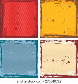 Abstract grunge frame set. red orange blue beige Background template. Vector