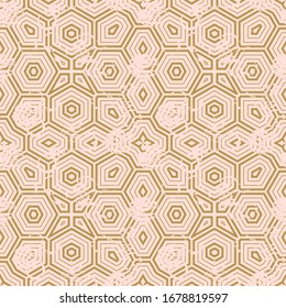 Abstract grunge geometric seamless pattern. Tile background. Infinity wrapping paper with different shapes. Creative texture. Vector illustration.     