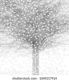 árbol geométrico de grifo abstracto con hojas caídas, ilustración vectorial