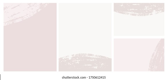 Abstract Grunge Geometric Vector Layouts. Irregular Rough Dabs on a Light Pale Pink and Dusty Pink Background. Simple Abstract Vector Prints Ideal for Layout, Cover, Card, Printing.