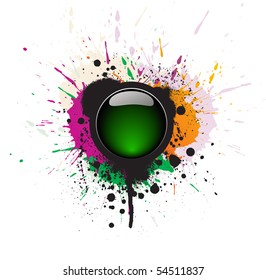 abstract grunge glossy buttons with white isolation, vector illustration