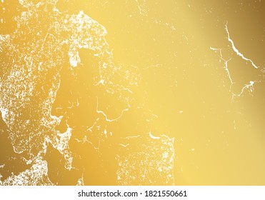 Abstract grunge gold texture with scratches, vector
