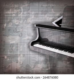 abstract grunge gray music background with grand piano