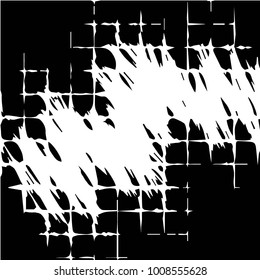 Abstract grunge grid background pattern. Black and white vector line illustration
