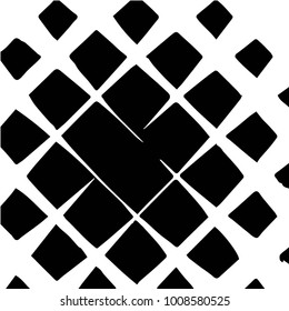 Abstract grunge grid background pattern. Black and white vector line illustration