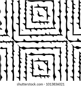 Abstract grunge grid background pattern. Black and white vector line illustration
