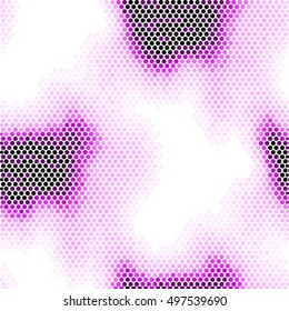 Abstract grunge grid colorful polka dot background pattern. Spotted halftone purple light line vector illustration

