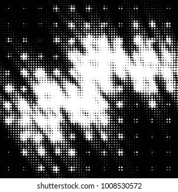 Abstract grunge grid dot halftone background pattern. Spotted black and white vector line illustration
