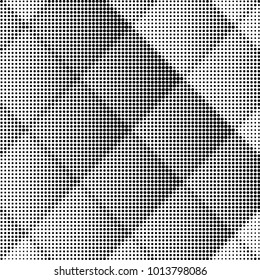 Abstract grunge grid dot halftone background pattern. Spotted black and white vector line illustration