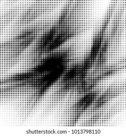 Abstract grunge grid dot halftone background pattern. Spotted black and white vector line illustration