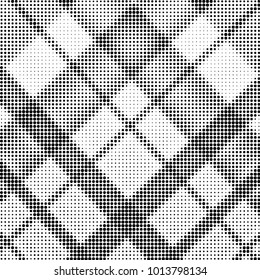 Abstract grunge grid dot halftone background pattern. Spotted black and white vector line illustration