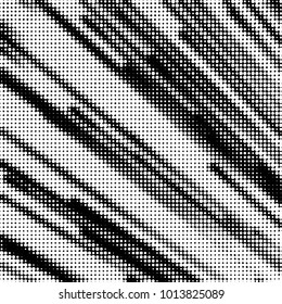 Abstract grunge grid dot halftone background pattern. Spotted black and white vector line illustration
