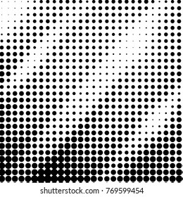 Abstract grunge grid dot halftone background pattern. Spotted black and white vector line illustration
