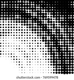 Abstract grunge grid dot halftone background pattern. Spotted black and white vector line illustration
