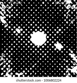 Abstract grunge grid halftone background pattern. Black and white vector line illustration
