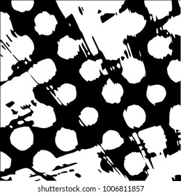 Abstract grunge grid halftone background pattern. Black and white vector line illustration
