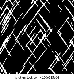 Abstract grunge grid halftone background pattern. Black and white vector line illustration
