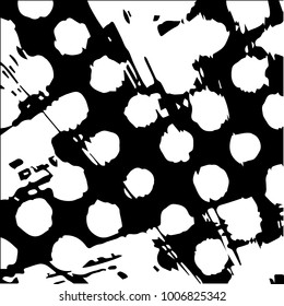 Abstract grunge grid halftone background pattern. Black and white vector line illustration
