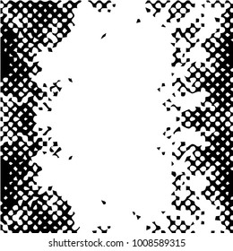 Abstract grunge grid halftone background pattern. Black and white vector line illustration
