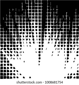 Abstract grunge grid halftone background pattern. Black and white vector line illustration
