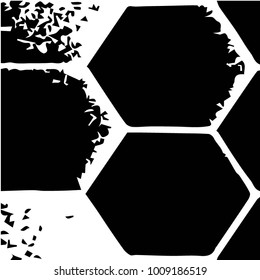 Abstract grunge grid halftone background pattern. Black and white vector line illustration

