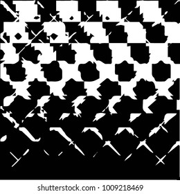Abstract grunge grid halftone background pattern. Black and white vector line illustration
