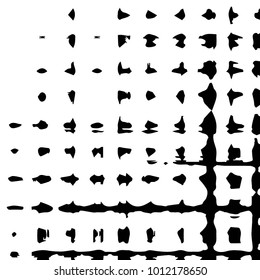 Abstract grunge grid halftone background pattern. Black and white vector line illustration
