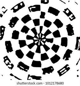 Abstract grunge grid halftone background pattern. Black and white vector line illustration
