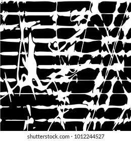Abstract grunge grid halftone background pattern. Black and white vector line illustration

