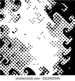Abstract grunge grid halftone background pattern. Black and white vector line illustration
