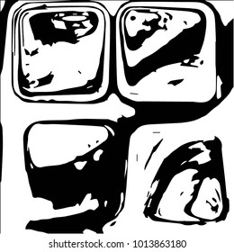 Abstract grunge grid halftone background pattern. Black and white vector line illustration
