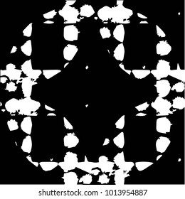 Abstract grunge grid halftone background pattern. Black and white vector line illustration