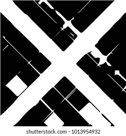 Abstract grunge grid halftone background pattern. Black and white vector line illustration