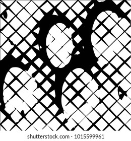 Abstract grunge grid halftone background pattern. Black and white vector line illustration
