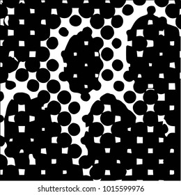Abstract grunge grid halftone background pattern. Black and white vector line illustration
