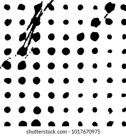 Abstract grunge grid halftone background pattern. Black and white vector line illustration
