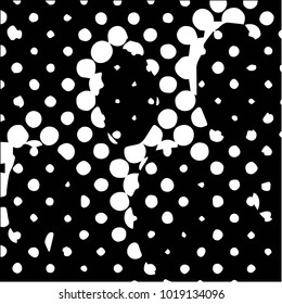 Abstract grunge grid halftone background pattern. Black and white vector line illustration
